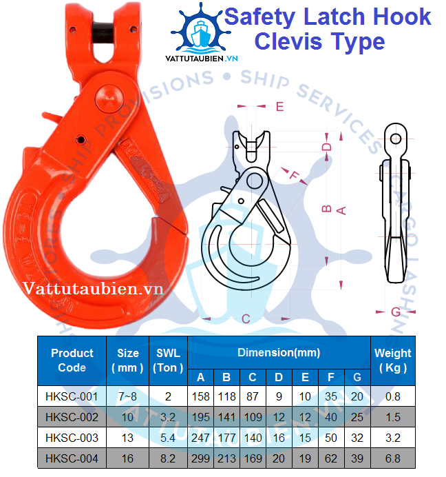 Móc Cẩu Chốt Pin Tự Khóa An Toàn