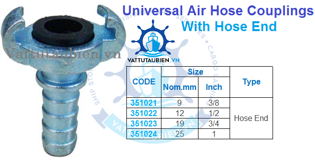 Universal Air Hose Couplings With Hose End