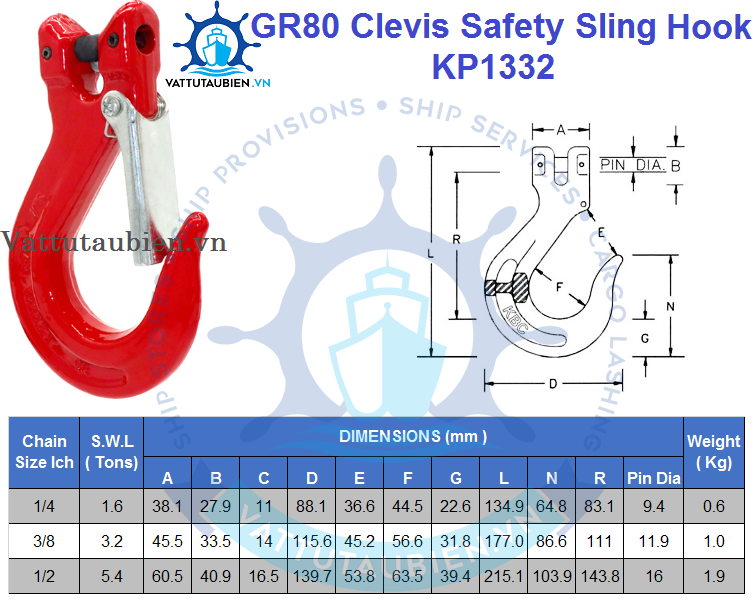 GR80 Clevis Safety Sling Hook-KP1332