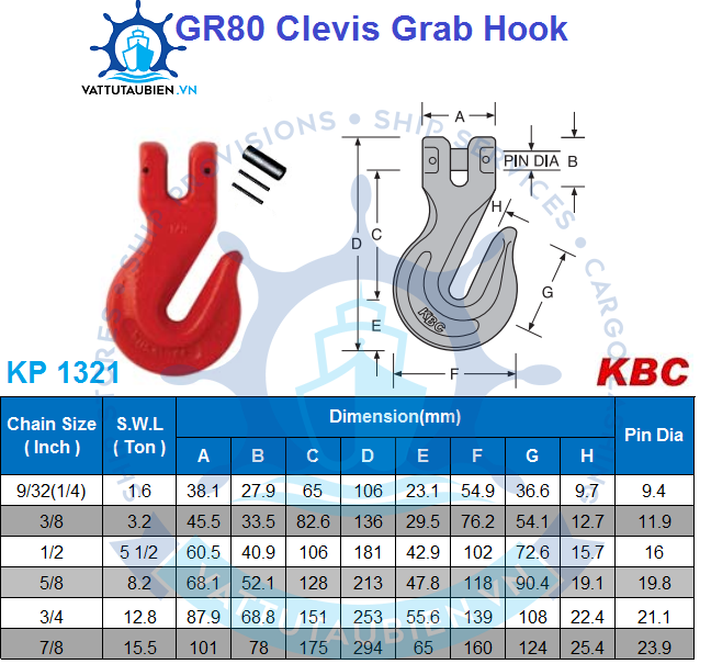 Móc Cẩu Khóa Xích Chốt Pin