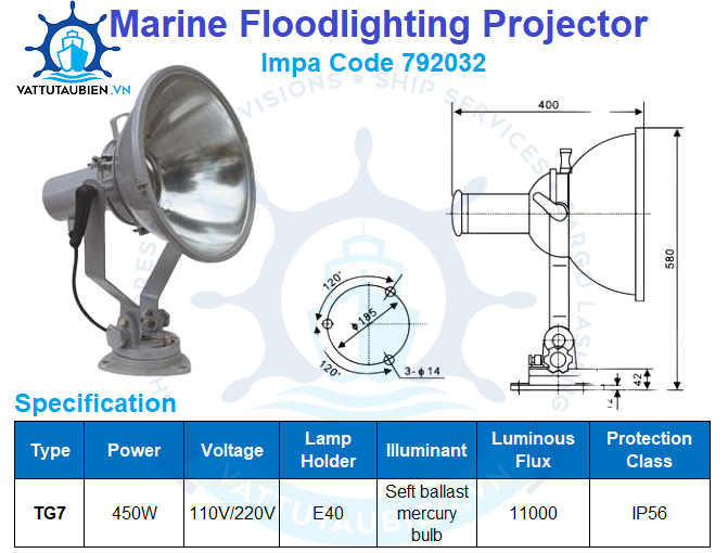 Đèn Pha Boong Tàu Biển TG7